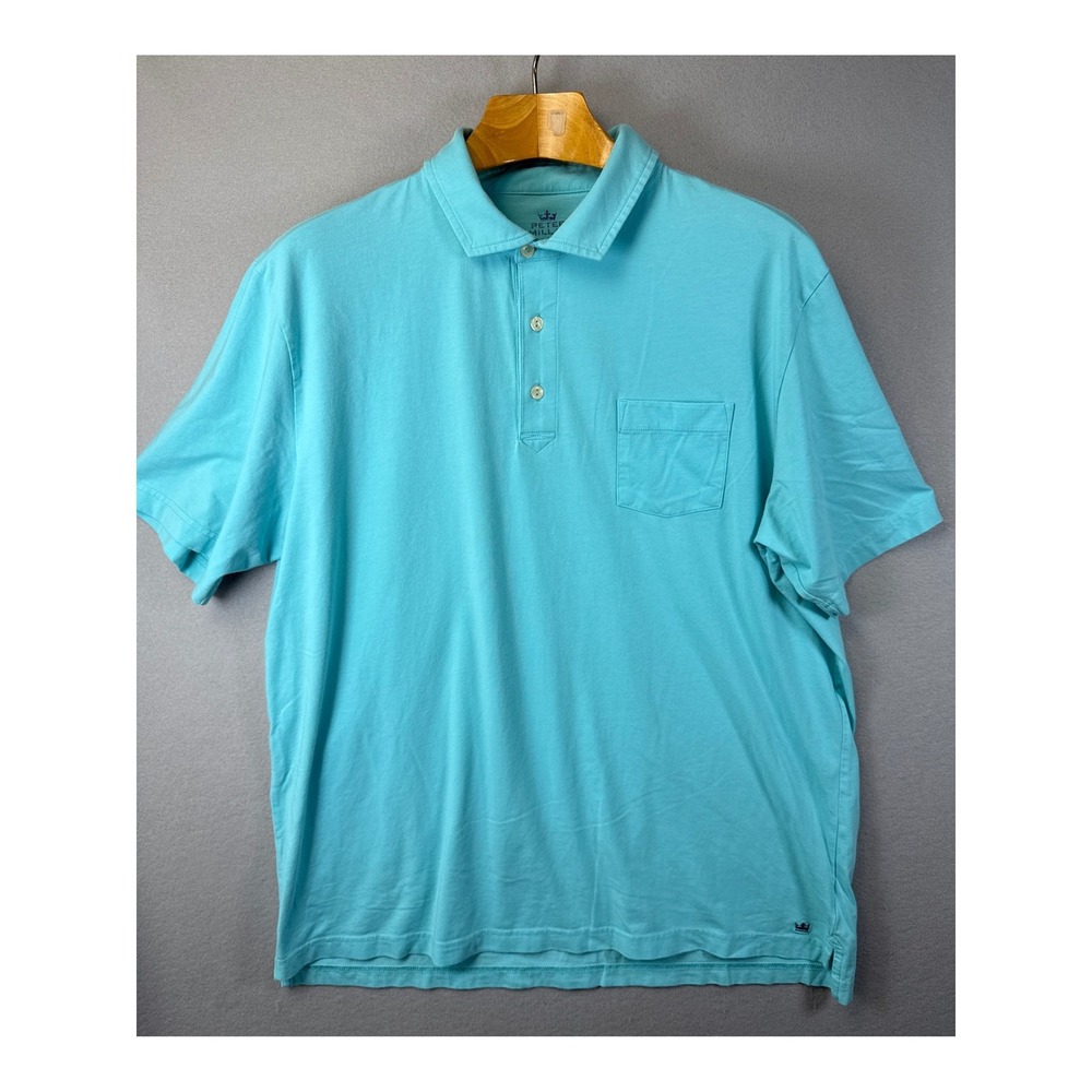 Peter Millar Seaside Wash Golf Polo Shirt Short Sleeve Casual Pocket Men XL Blue
